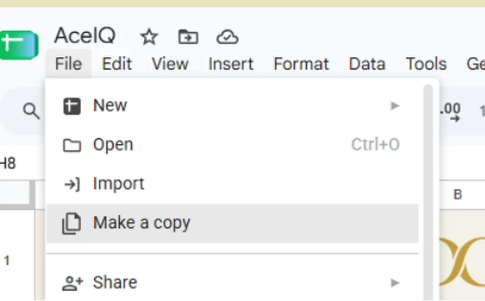 Step 1: Make your own copy of the sheet